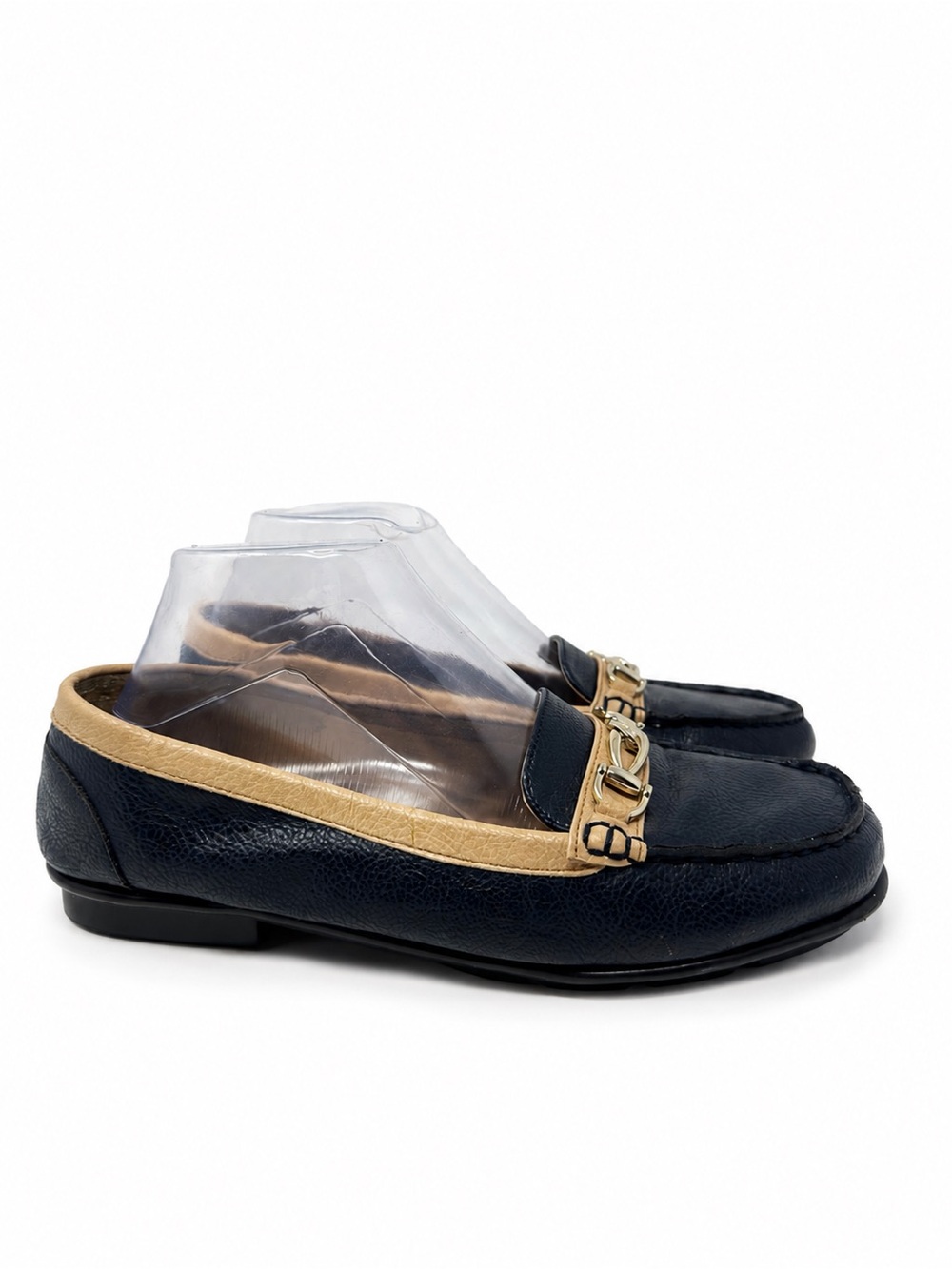 Aerosoles Navy Blue & Gold Horsebit Loafer Flats Size 9